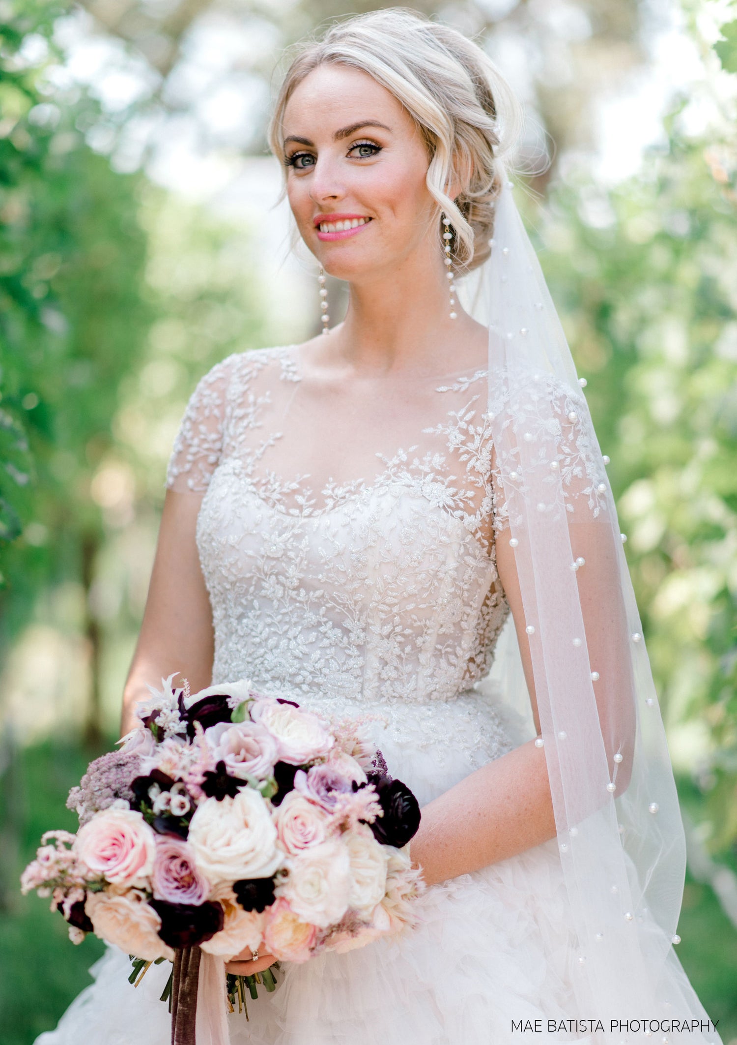 Pearl Studded Chapel Veil