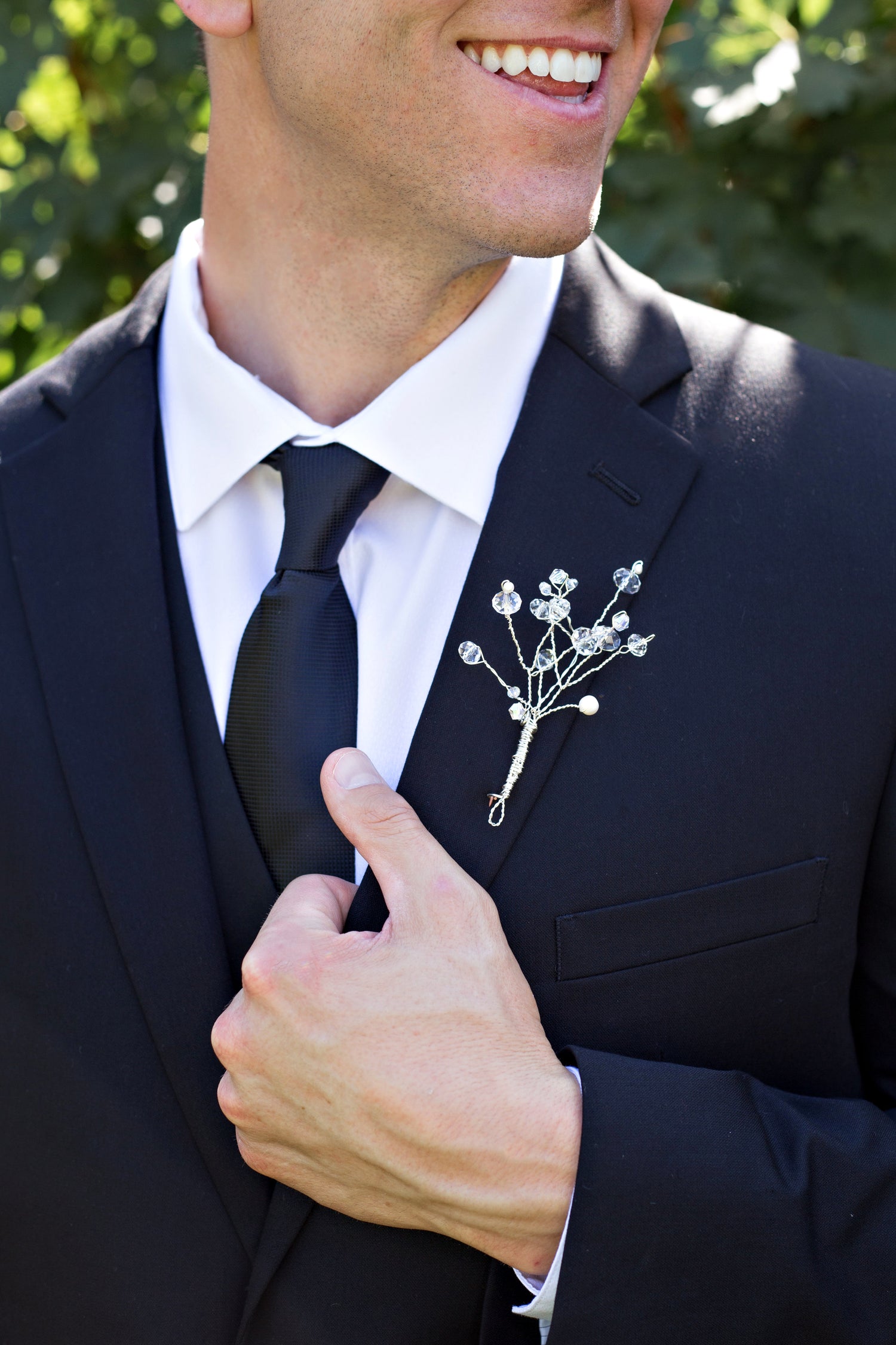 Crystal and Pearl Boutonniere