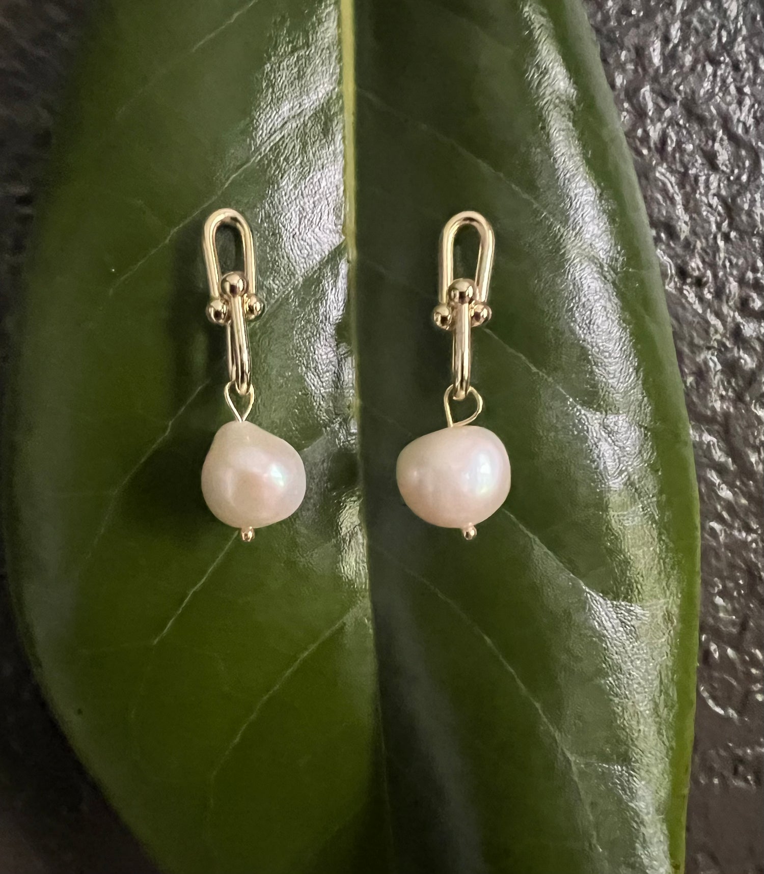 Chain Link Pearl Earrings