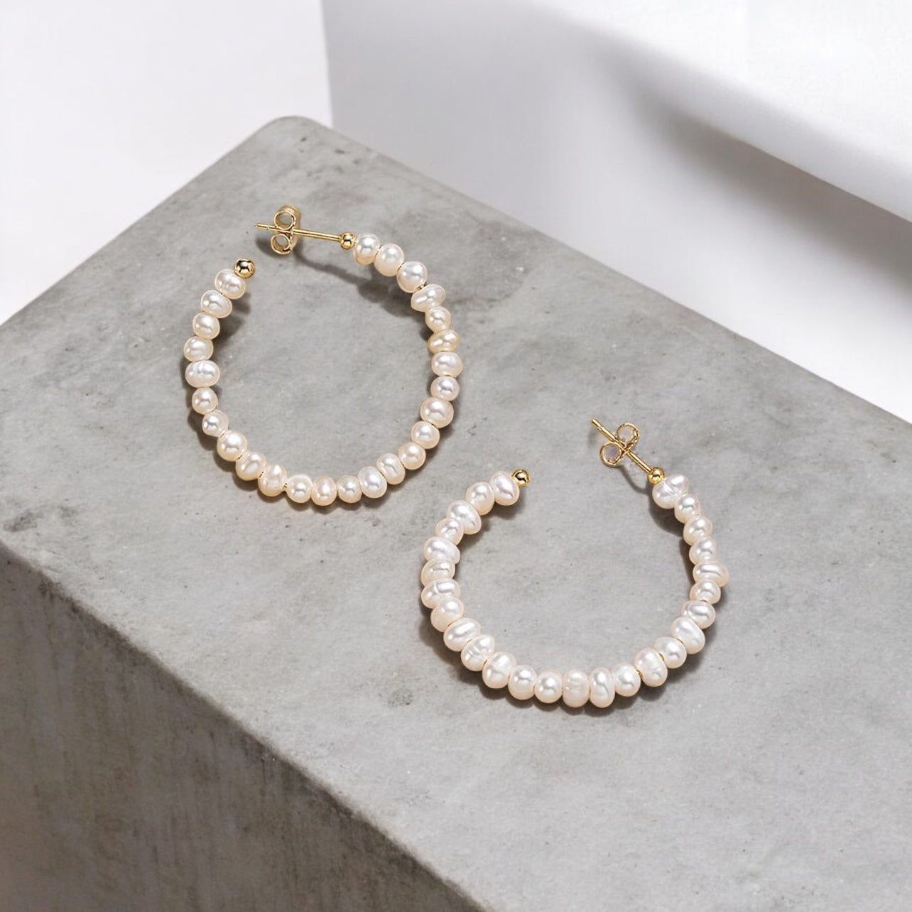 Natural Pearl Hoop Earrings