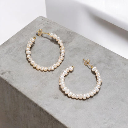 Natural Pearl Hoop Earrings