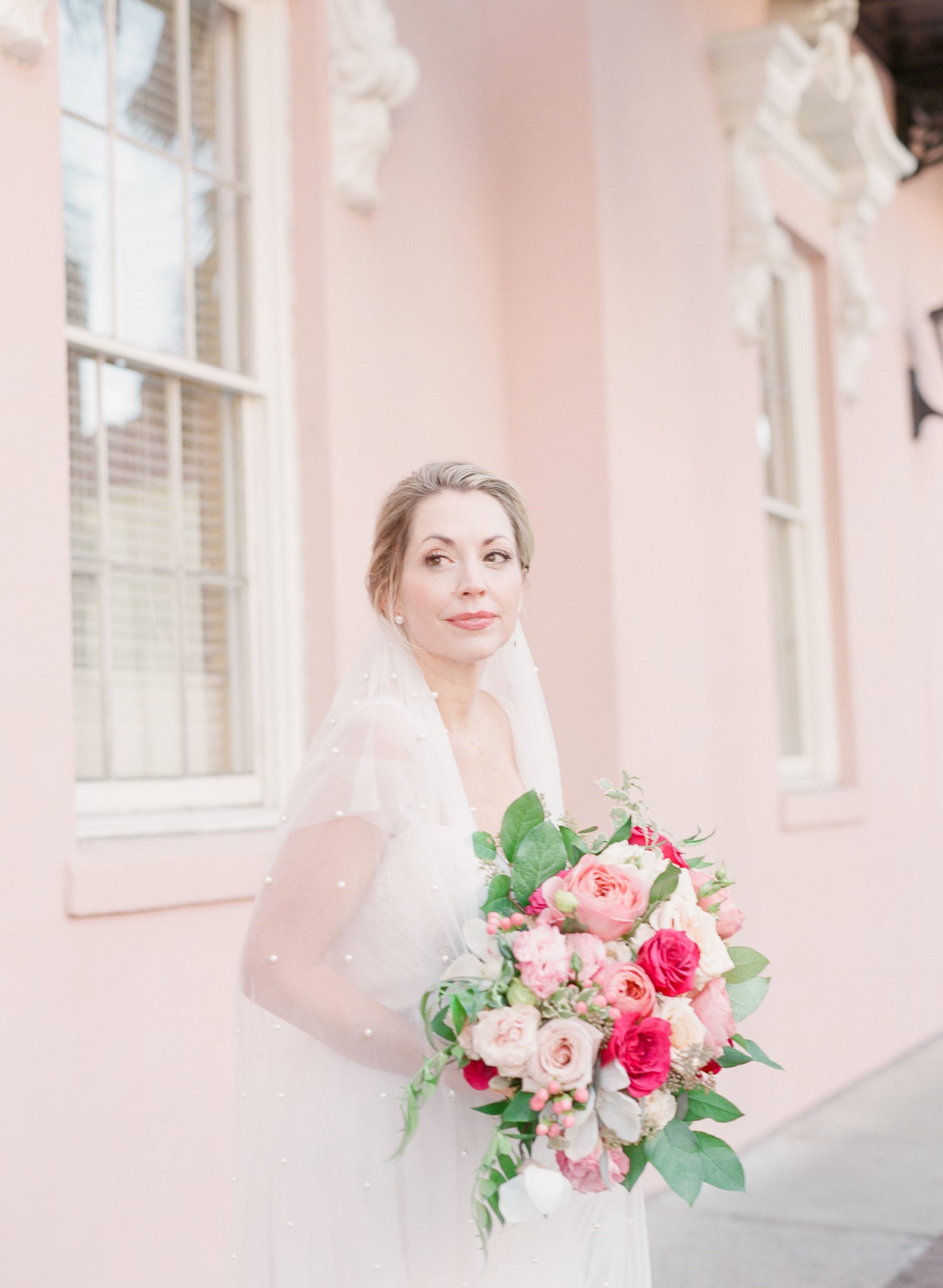 Pearl Studded Chapel Veil