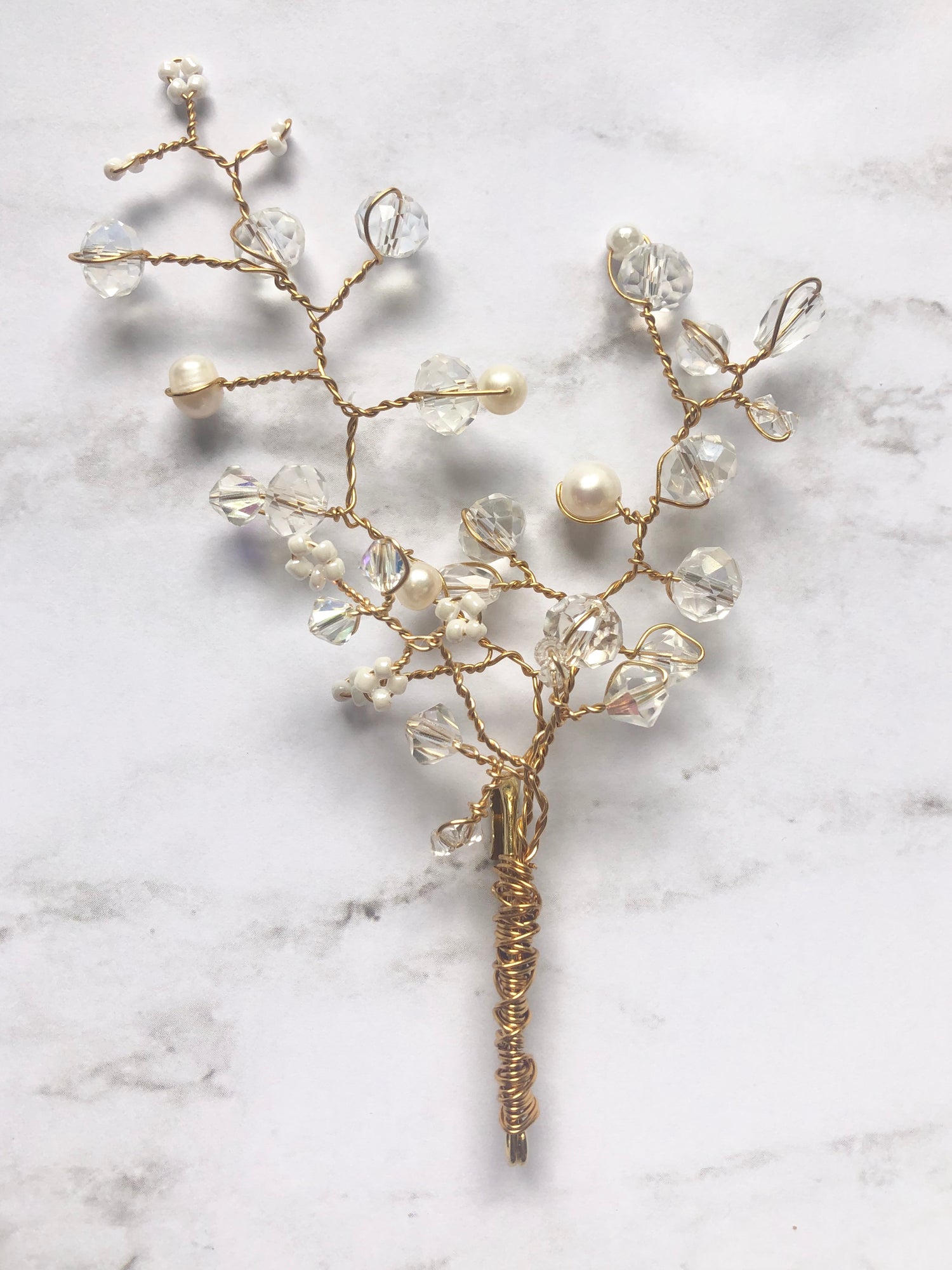 Crystal and Pearl Boutonniere