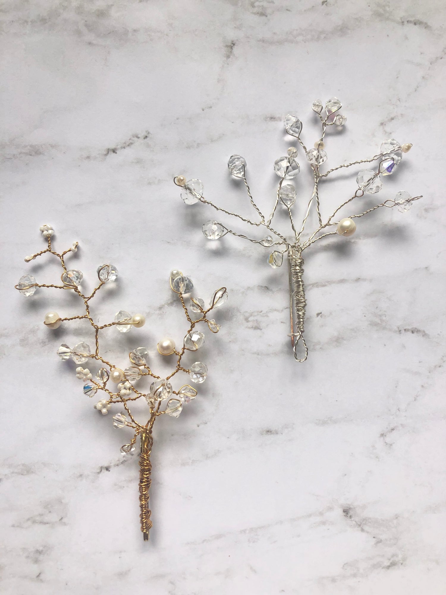 Crystal and Pearl Boutonniere