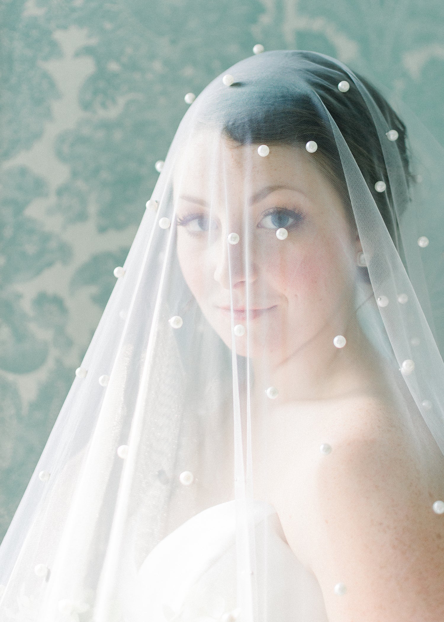 Pearl Studded Chapel Veil